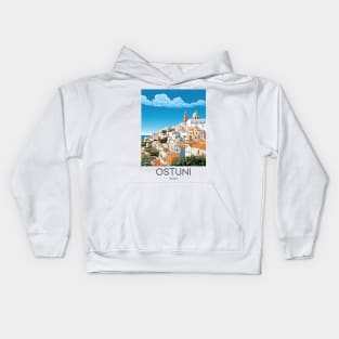 A Pop Art Travel Print of Ostuni - Italy Kids Hoodie